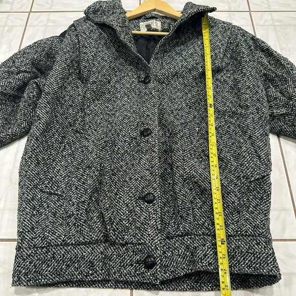 Vintage Otello Pelle Bomber Jacket Womens Size Medium Gray Wool Blend Mock Coat - Picture 10 of 15